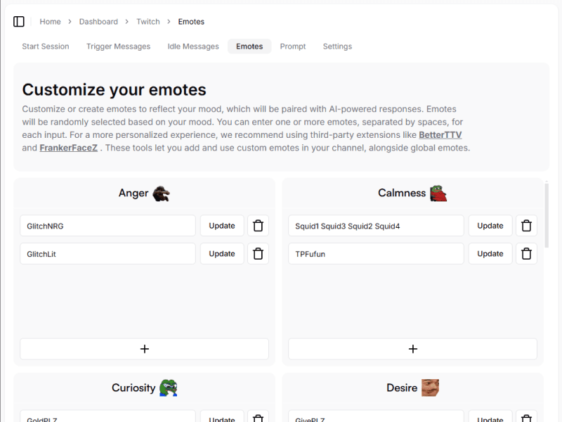 Algochat.io Twitch AI chatbots - Customize your emotes